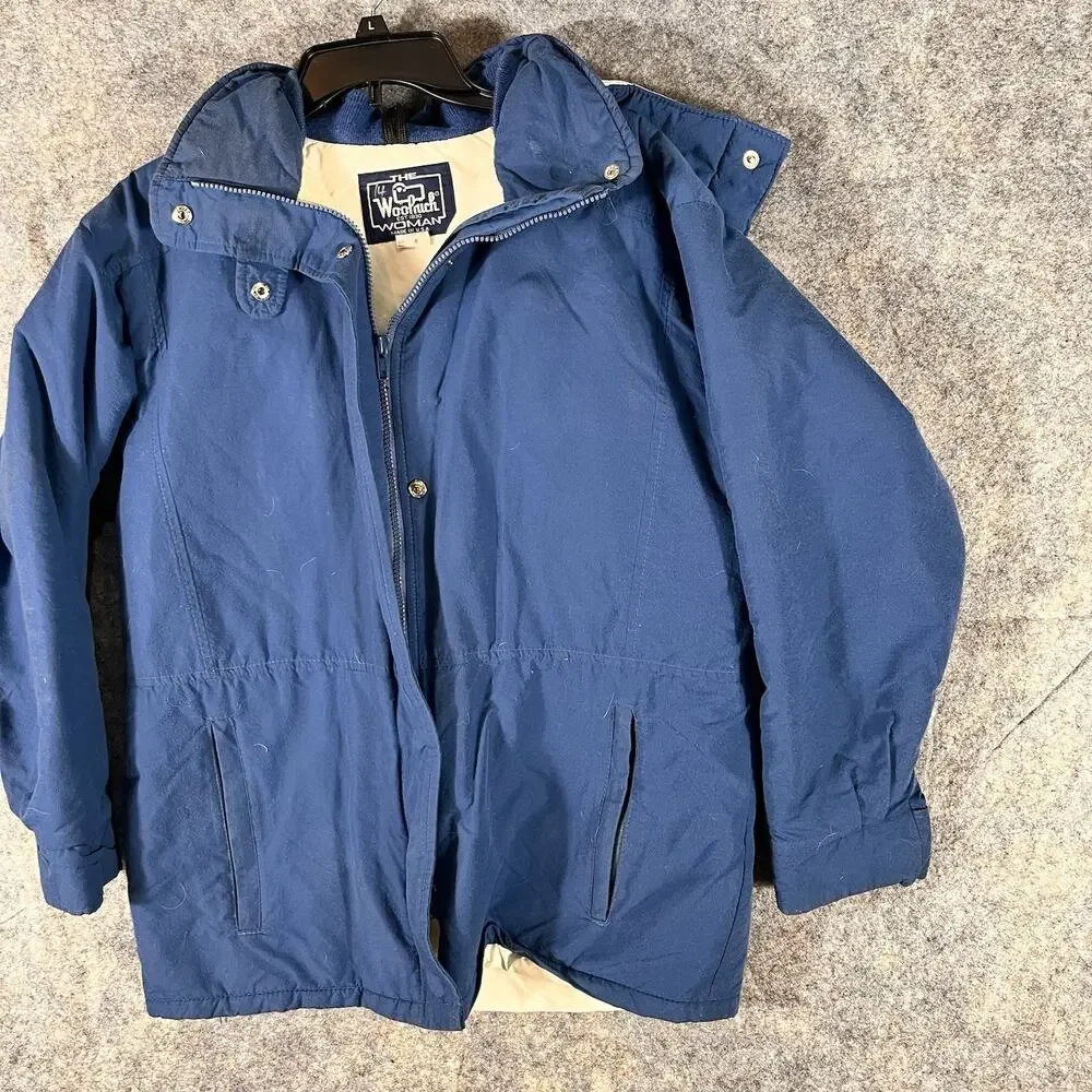 Vtg Woolrich‎ Mens Parka Jacket LARGE Blue Long / Lined USA Made/ Small Flaw